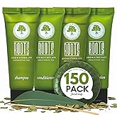 ROOTS AROMATHERAPY Travel Size Shampoo and Conditioner Supplies For Guests,Airbnb Essentials for Hosts,Mini Shampoo And Conditioner Sets,Hotel Toiletries,Air Bnb Kit For Bathroom Wash Lotion,(150 Pcs)
