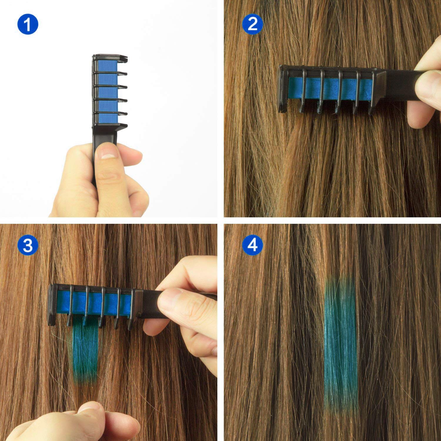 New Hair Chalk Comb Temporary Bright Hair Color Dye for Girls Kids, Washable Hair Chalk for Girls Age 4 5 6 7 8 9 10 New Year Birthday Party Cosplay DIY Children's Day, Halloween, Christmas,6 Colors: Beauty