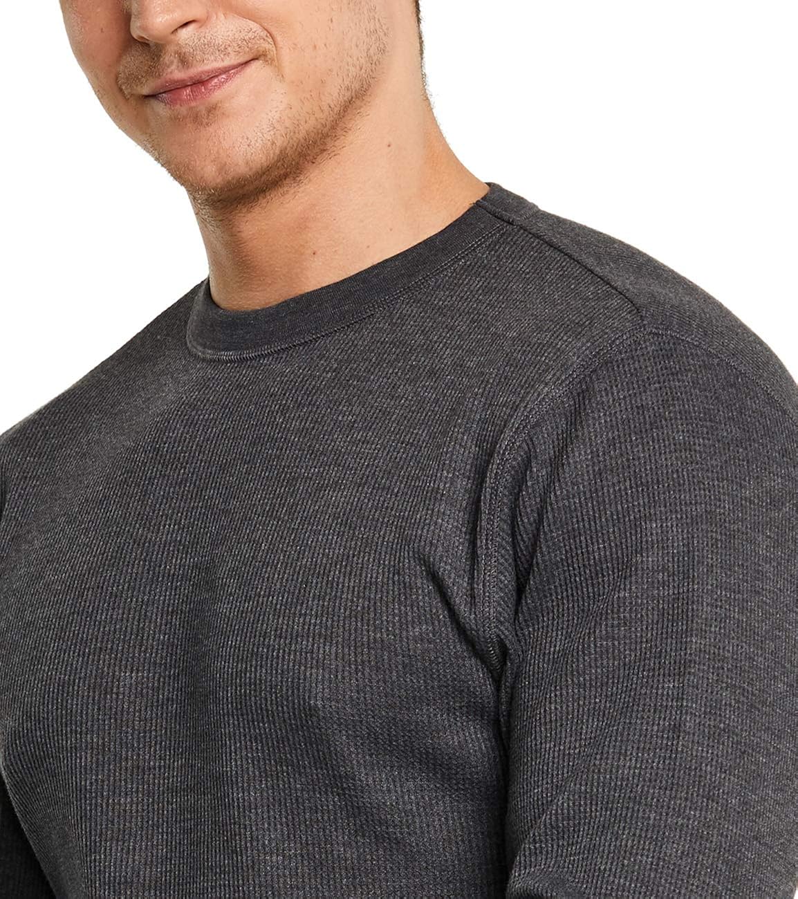 CQR 1 or 2 Pack Men's Long Sleeve Thermal Underwear Tops, Midweight Waffle Crewneck Shirt, Winter Cold Weather Thermal Shirts: Clothing