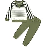 YALLET Toddler Boys Girls Fall Clothes 2Pcs Striped Sweatshirt Pullover Tops with Pants Unisex Baby Outfit Set 1-5 Years