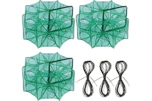 3 Pack Minnow Fish Trap - Foldable Fishing Nets Cage for Crawfish, Crawdad, Pinfish, Perch, Catfish & Shrimp - Ideal for Lake