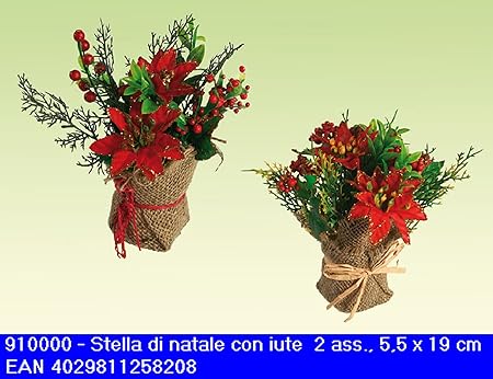 Vischio Natale Immagini.Sacchetto Juta Composizione Con Stella Di Natale E Vischio Amazon It Casa E Cucina