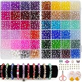 Faceted Glass Beads for Jewelry Making - 48 Color Assortment | 8mm 1400pcs Sparkly Crystal Beads Bulk Set for Bracelets, Necklaces & DIY Crafts