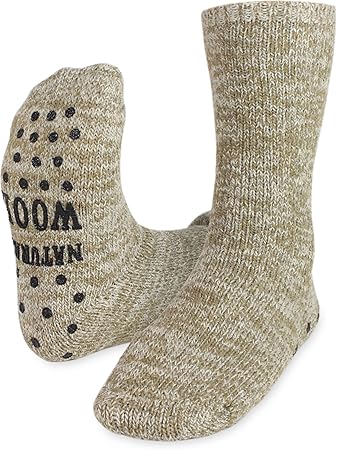 Circle Five wärmende Winterhausschuhe mit ABS-Druck - Wollsocken - Haussocken mit Noppensohle - Anti-Rutsch-Sohle für Damen u