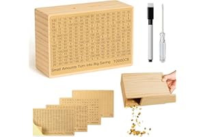 Bemaystar Money-Saving-Box, Piggy-Bank for Adults Kids, Wooden Coin Cash Savings Box, Money-Box with Money Target