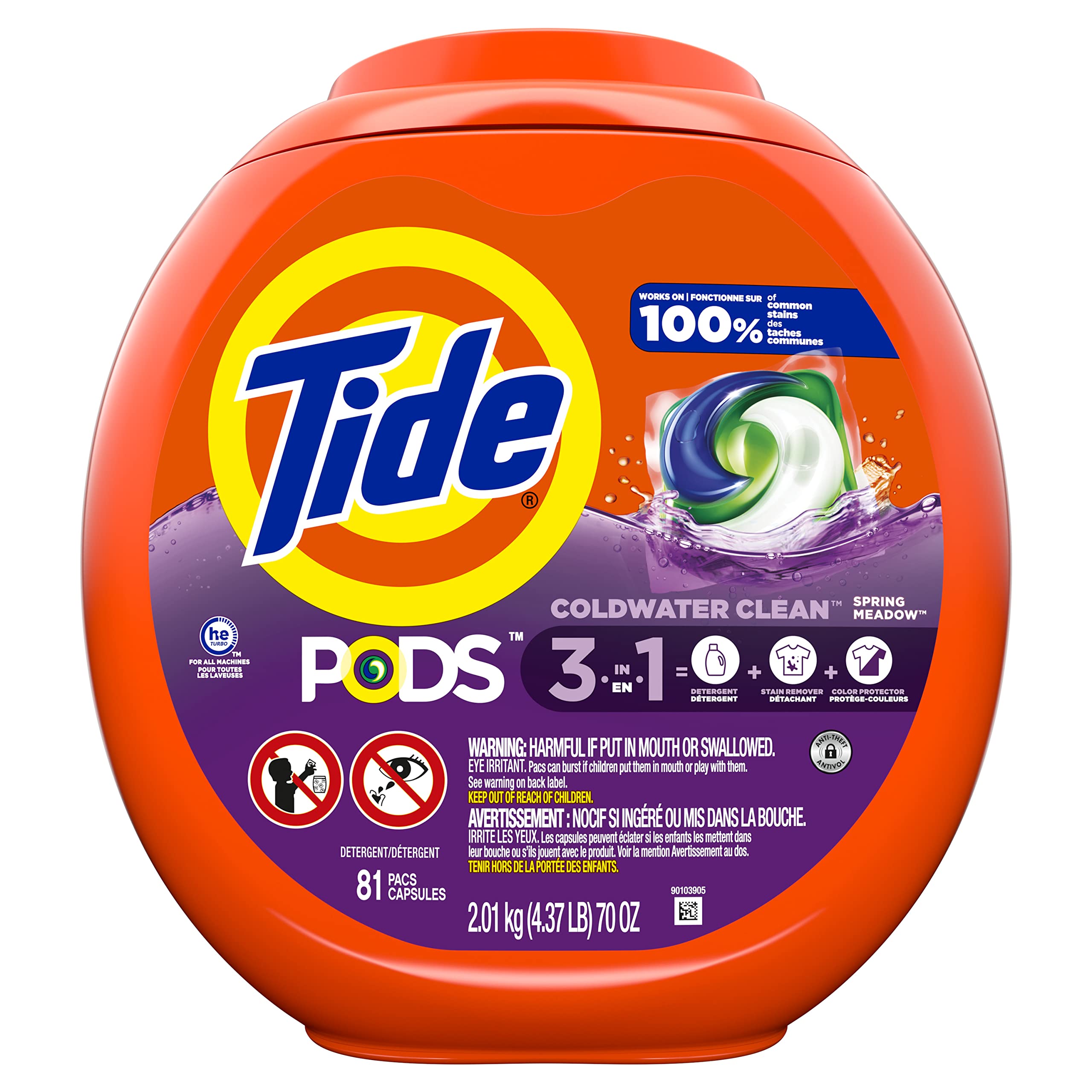 Tide PODS Laundry Detergent Soap Pods, Spring Meadow, 81 count