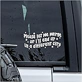 MYMKO Please Let Me Merge or I'll End Up in a Different City Decal, Car Window Decals, 6 Inches UV DTF Tranfer Car Stickers, Weatherproof Car Truck Window Bumper Sticker, Sassy Car Stickers and Decals