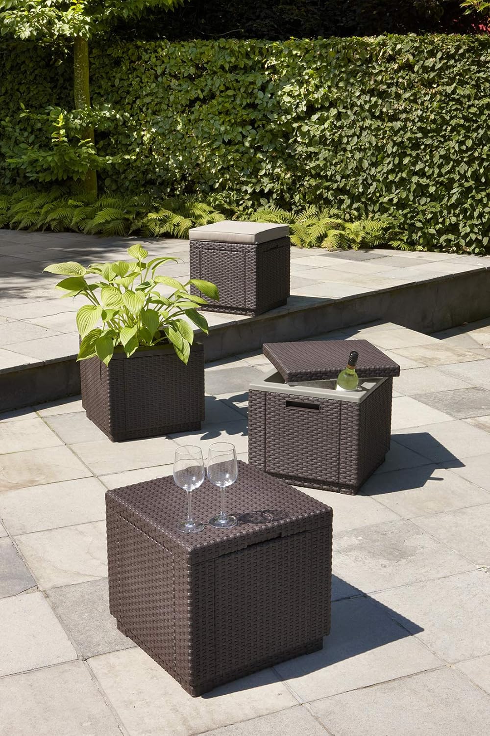 KETER Ice Cube Beer and Wine Cooler Table Perfect for Your Patio, Picnic, and Beach Accessories, Brown : Garden & Outdoor