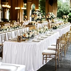 14ft Length Glitter White Table Skirt Rectangle
