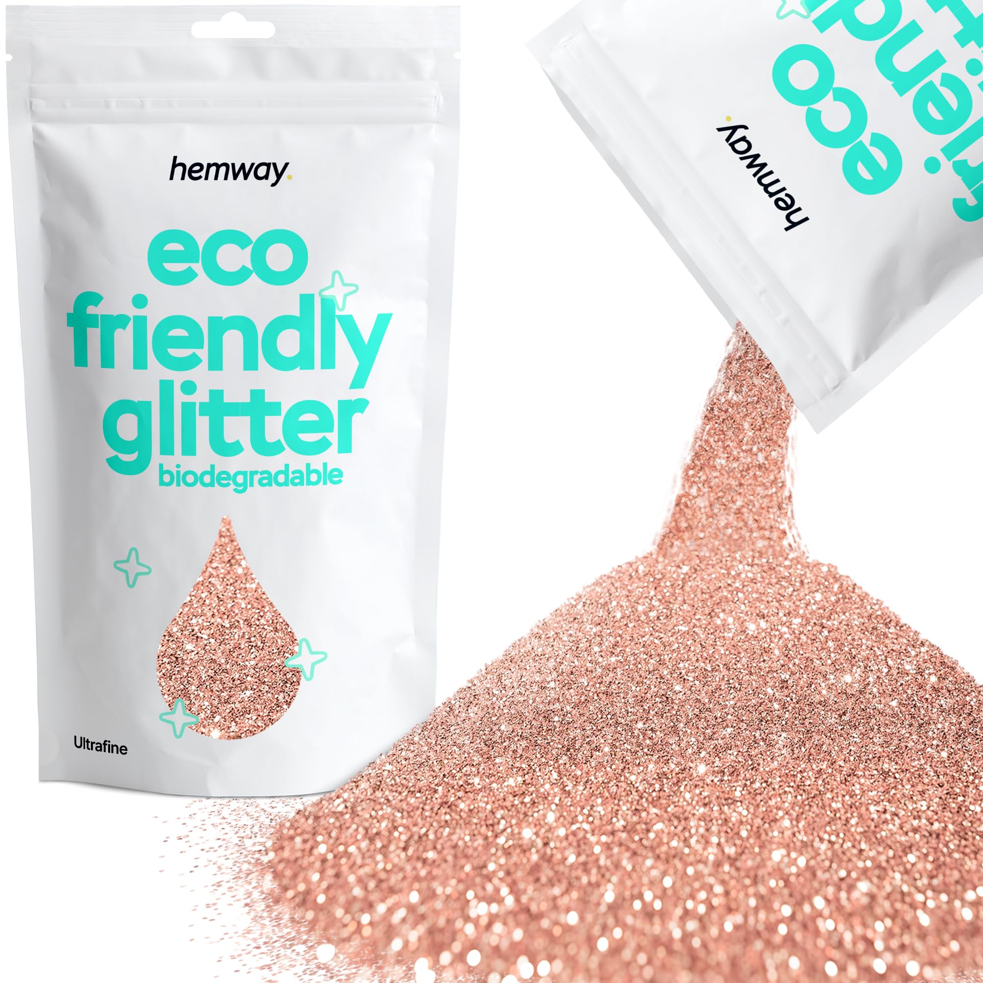 Eco Friendly Biodegradable Glitter | Rose Gold - Ultrafine 100g, Plant Based, Biodegradable Glitter for Craft, Face, Hair, Nail, Body and Festival - Hemway — image 1