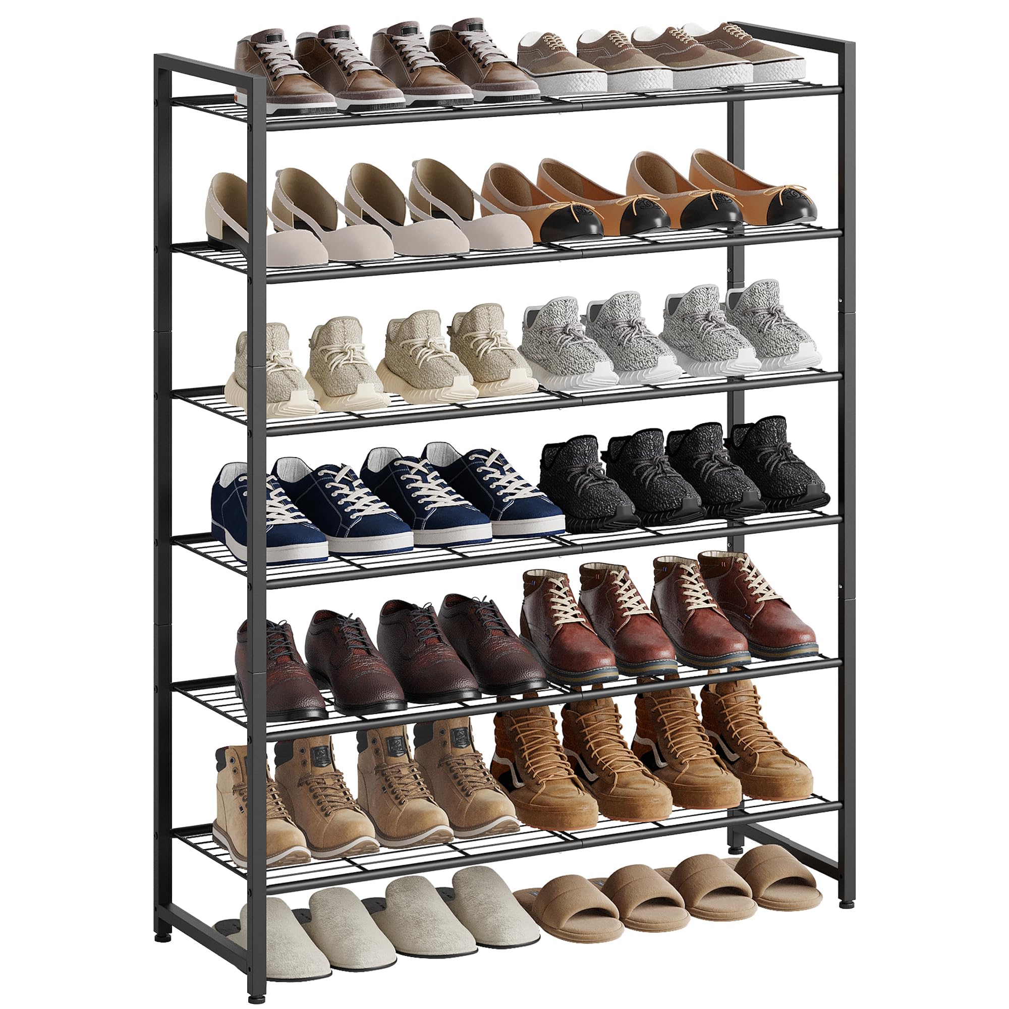 Photo 1 of Nunsino Shoe Rack, Metal Shoe Organizer, 6 Tier Garage Shoe Rack Max Holds 30 Pairs,Shoe Storage Shelf for Closet,Entryway, Black