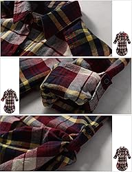 Match Womens Button Down Flannel Plaid Shirts roll