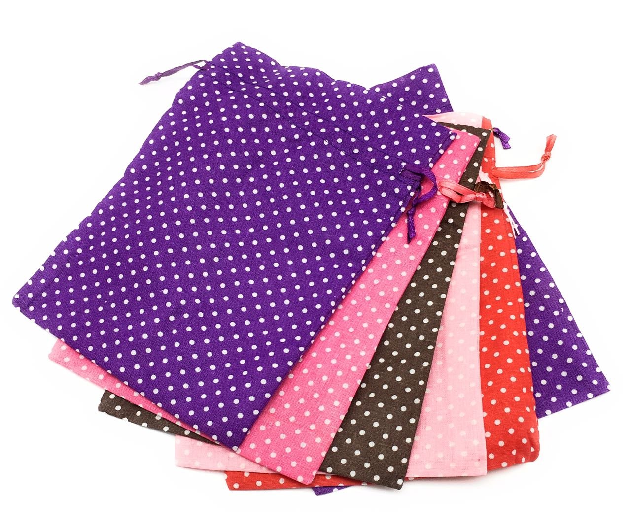 satyam kraft women's cotton polka dot potli (multicolour) - pack of 6