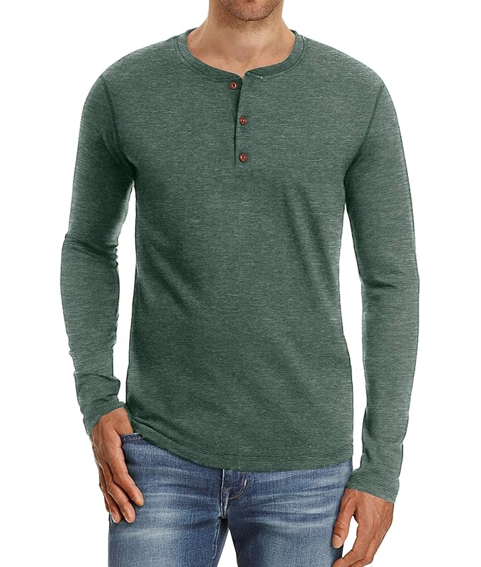 Buy QualityS Mens Casual Front Placket Long Sleeve Henley TShirts