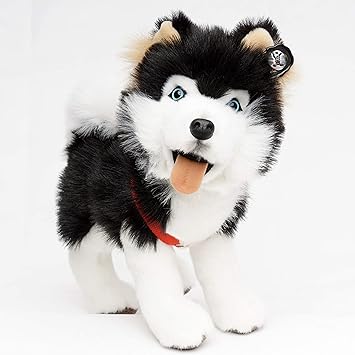 Kuscheltierebiz Husky Lenita Chien De Traãneau Noir Blanc Debout Avec Harnais Jouet En Peluche De