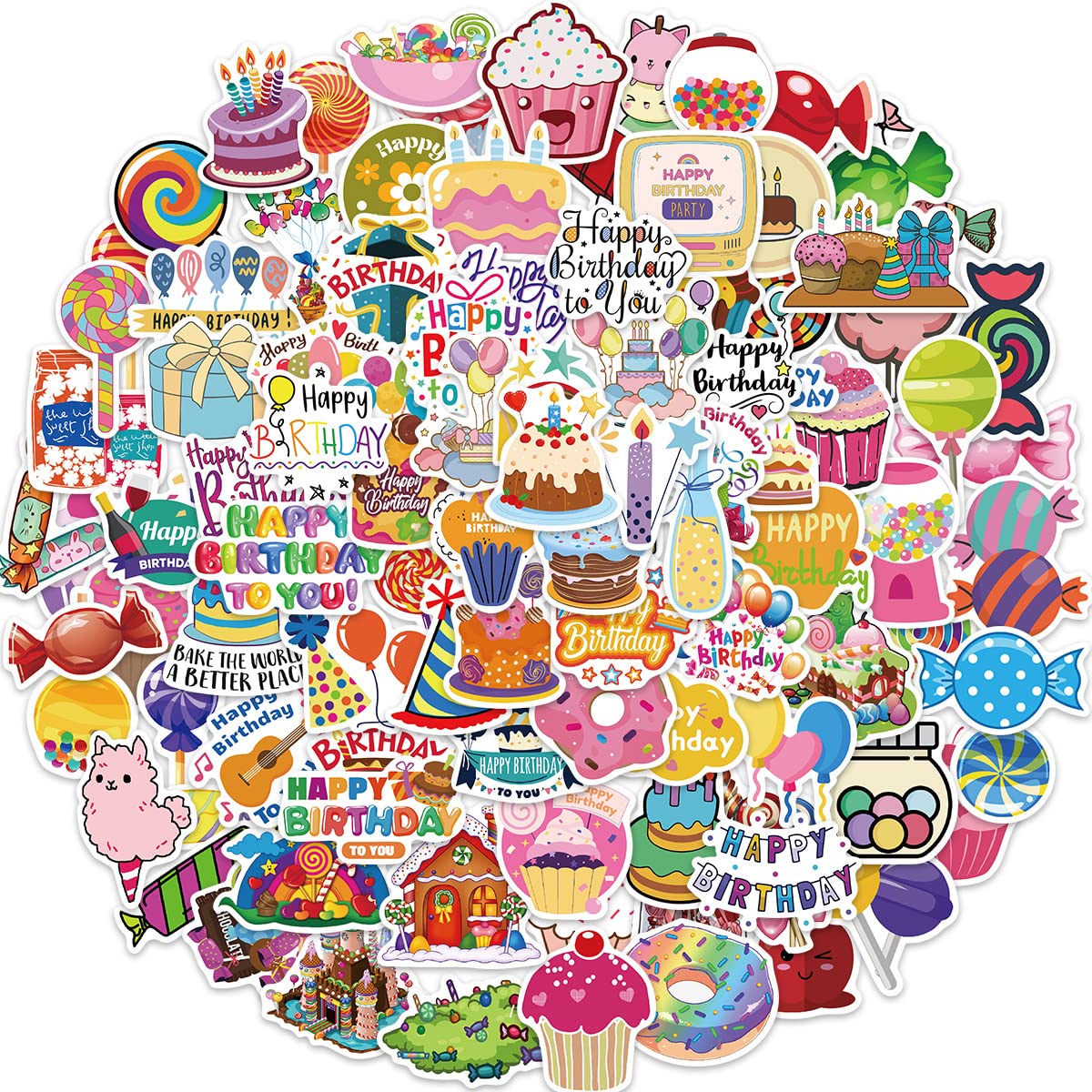 100Pcs Candy Dessert Stickers Laptop Car Scrapbook Phone Skateboard Suitcase Luggage Bike Dessert Stickers Vinyl Waterproof Aesthetic Personalised Stickers for Teens Boys Girls Adults Children