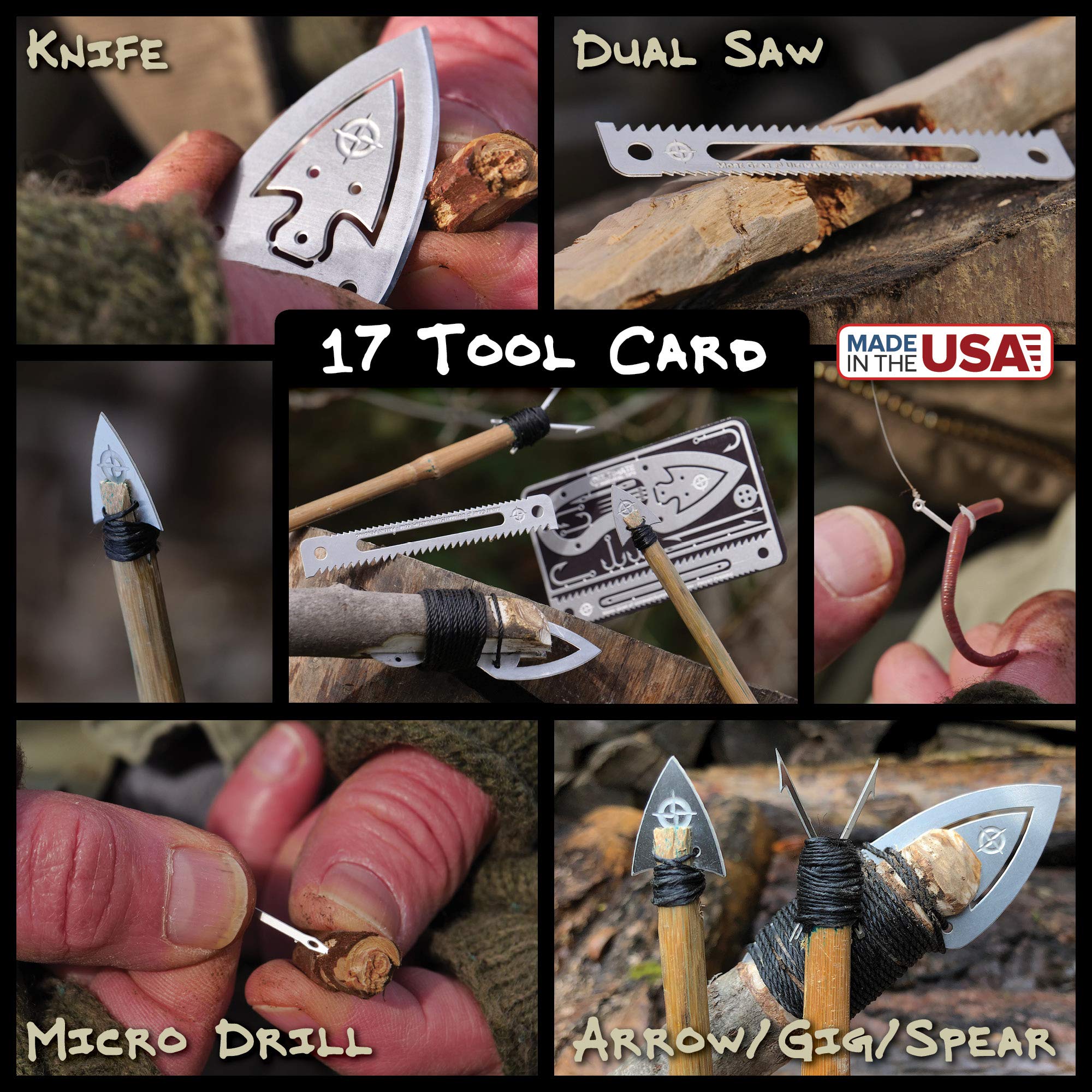 Tiny Survival Card A 17Tool Survival Kit with Knife That Fits in Your
