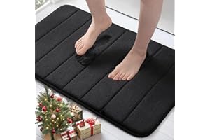 Buganda Memory Foam Bath Mat, 30" x 20", Ultra Soft and Non-Slip Bathroom Rugs, Water Absorbent and Machine Washable Bath Rug for Bathroom, Shower, and Tub, Black