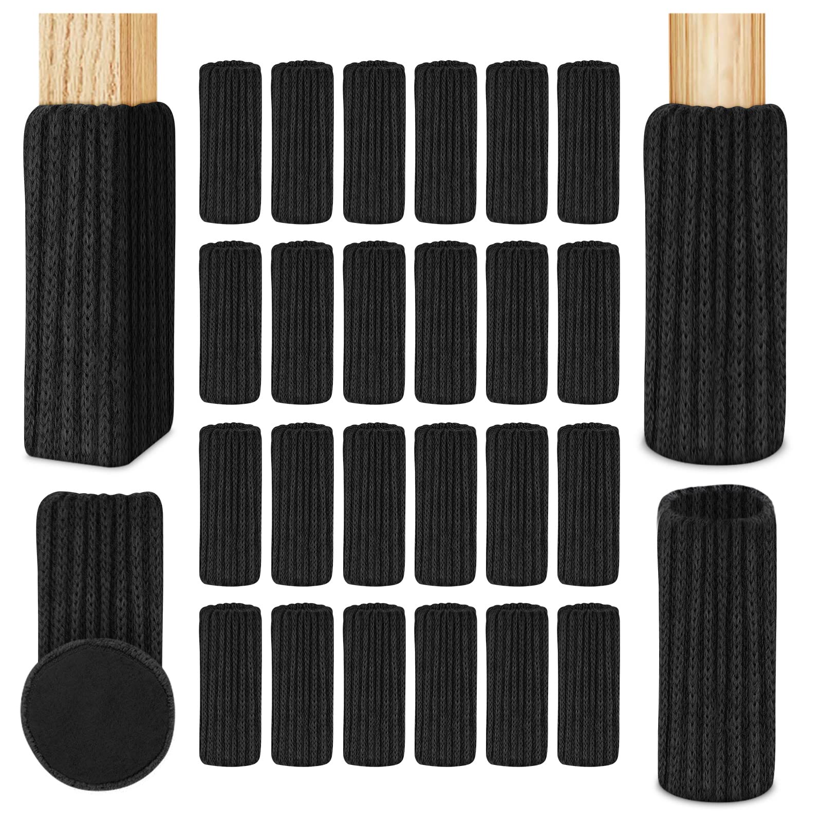 OSDUE Chair Socks, 24 PCS Chair Leg Floor Protector, Chairs Leg Caps with Felt Pads, Floor Protectors Covers Fit Round Square Furniture Feet