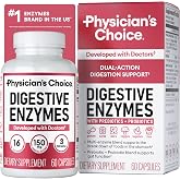 Physician's CHOICE Digestive Enzymes for Bloating &amp; Digestion - Fast-Acting 16 Enzyme Formula with Organic Prebiotics &amp; Probiotics for Gut &amp; Digestive Health - Meal Time Discomfort Relief - 60 CT