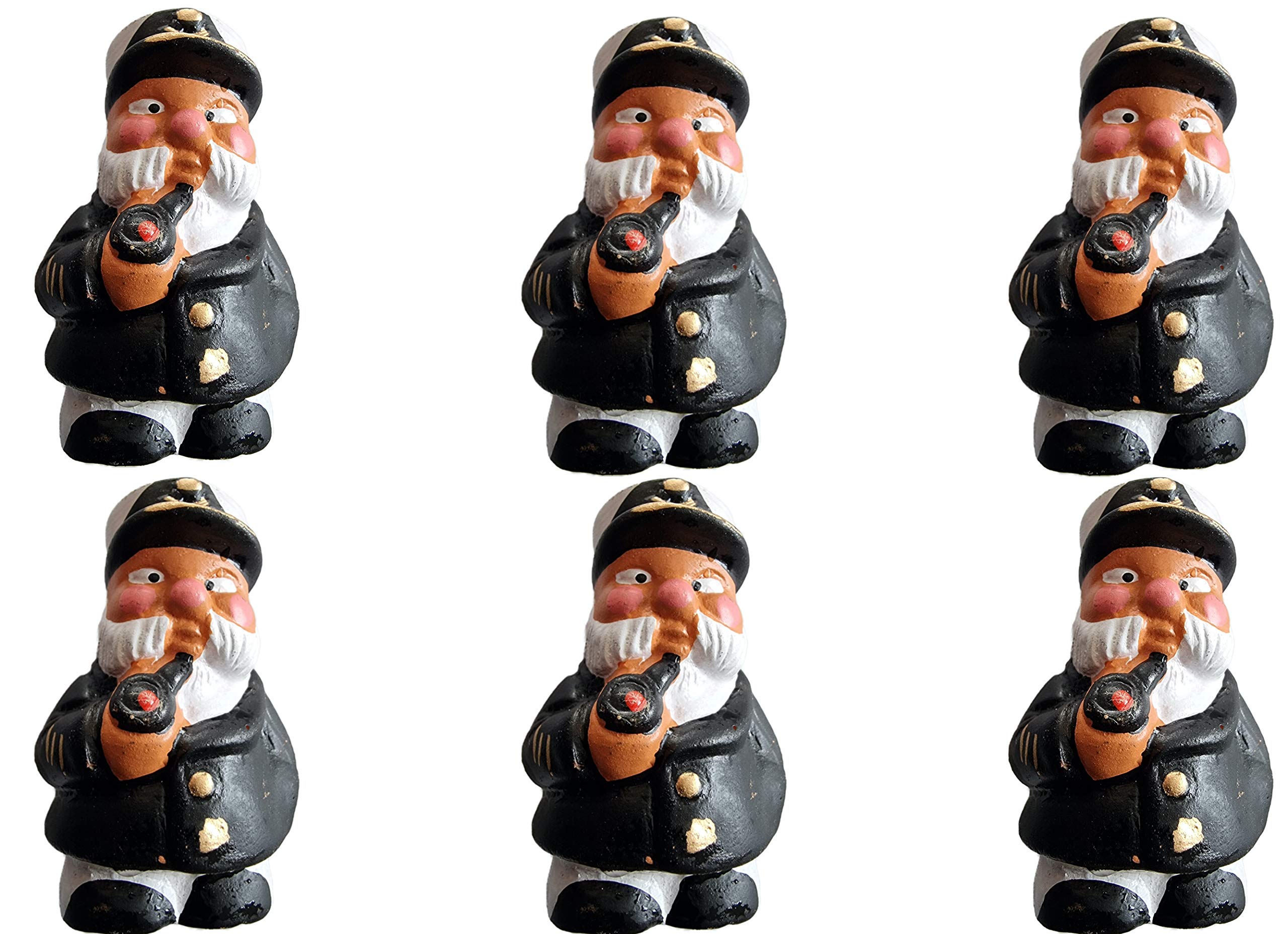 Yorkshire Discounts 6 x Hand Painted Pottery Garden Bamboo Cane Toppers - Captain Cane Companion