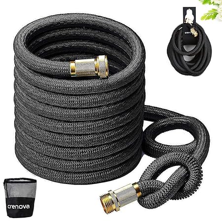 Crenova 15M FlexiSchlauch, Flexibler Gartenschlauch, Wasserschlauch Dehnbarer mit Doppellatexkern, massiven Messing Steckverb