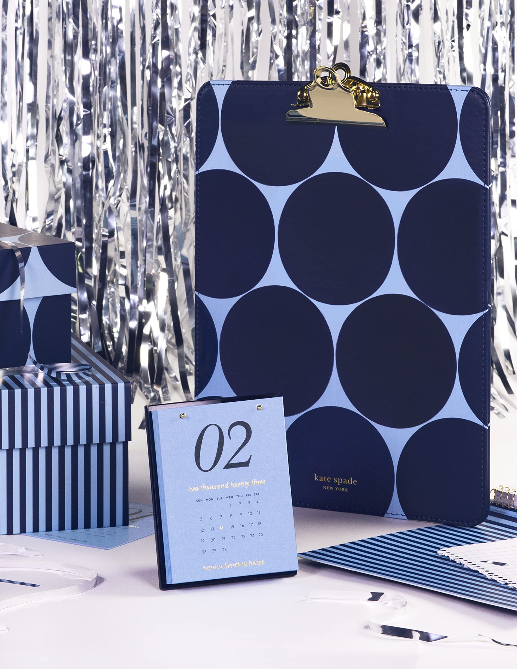 Kate Spade New York Blue Clipboard with Metal Clip, Cute Clipboard Holds Letter Size Paper, Joy Dot