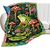 Frog Blanket, Frogs Throw Blanket, Frog Gifts, Mushroom Blankets, Frogs Stuff Fleece Flannel Plush for Women Men Boys Girls Lovers Adults Soft Bedding for Sofa Bed Office Home Decor 40"X50"