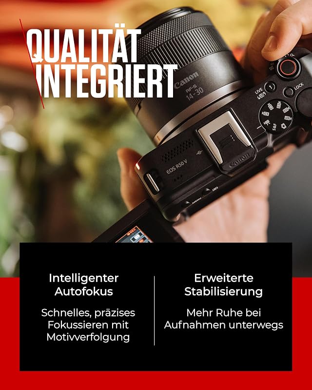 EOS R50 V– Vlog-Kamera (Gehäuse) kompatibel RF-Objektiven | Content Creator Equipment für Vlogging & Reisen | Bluetooth-fähig