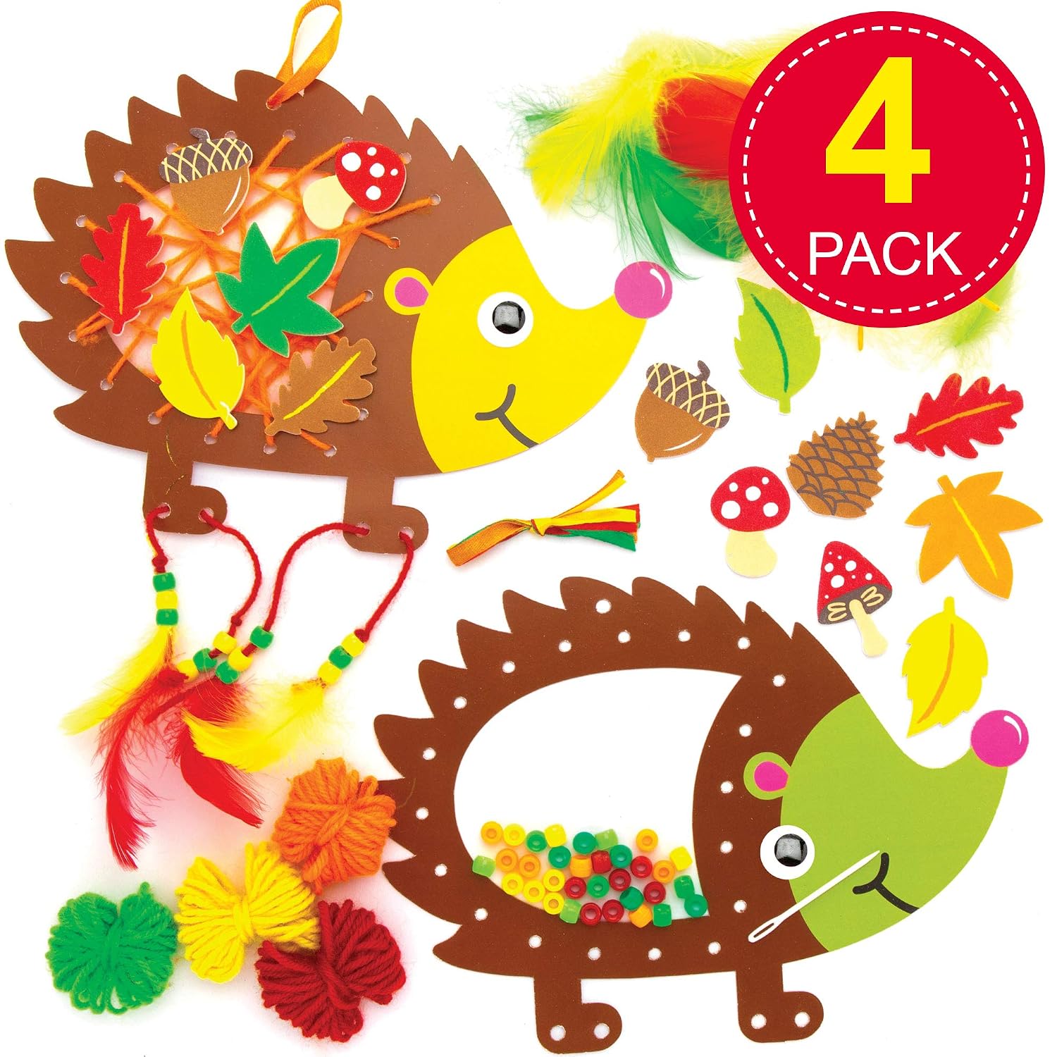 Baker Ross Hedgehog Dreamcatcher Kits, Arts and Crafts for Kids (Pack of 4), Assorted, 29cm - Image 3