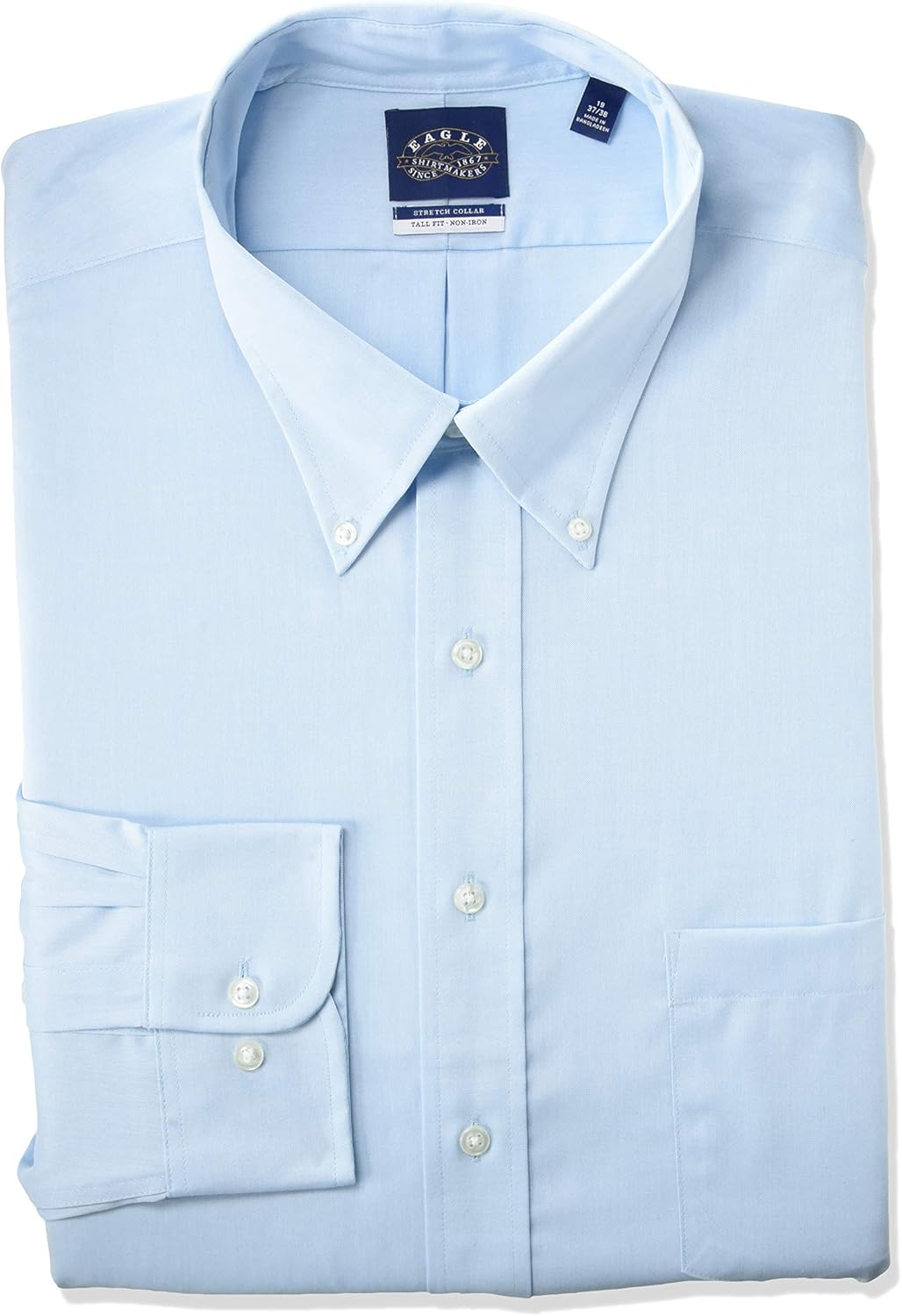 Eagle Men's TALL FIT Dress Shirts Non Iron Stretch Button Down Collar Solid (Big and Tall): Clothing