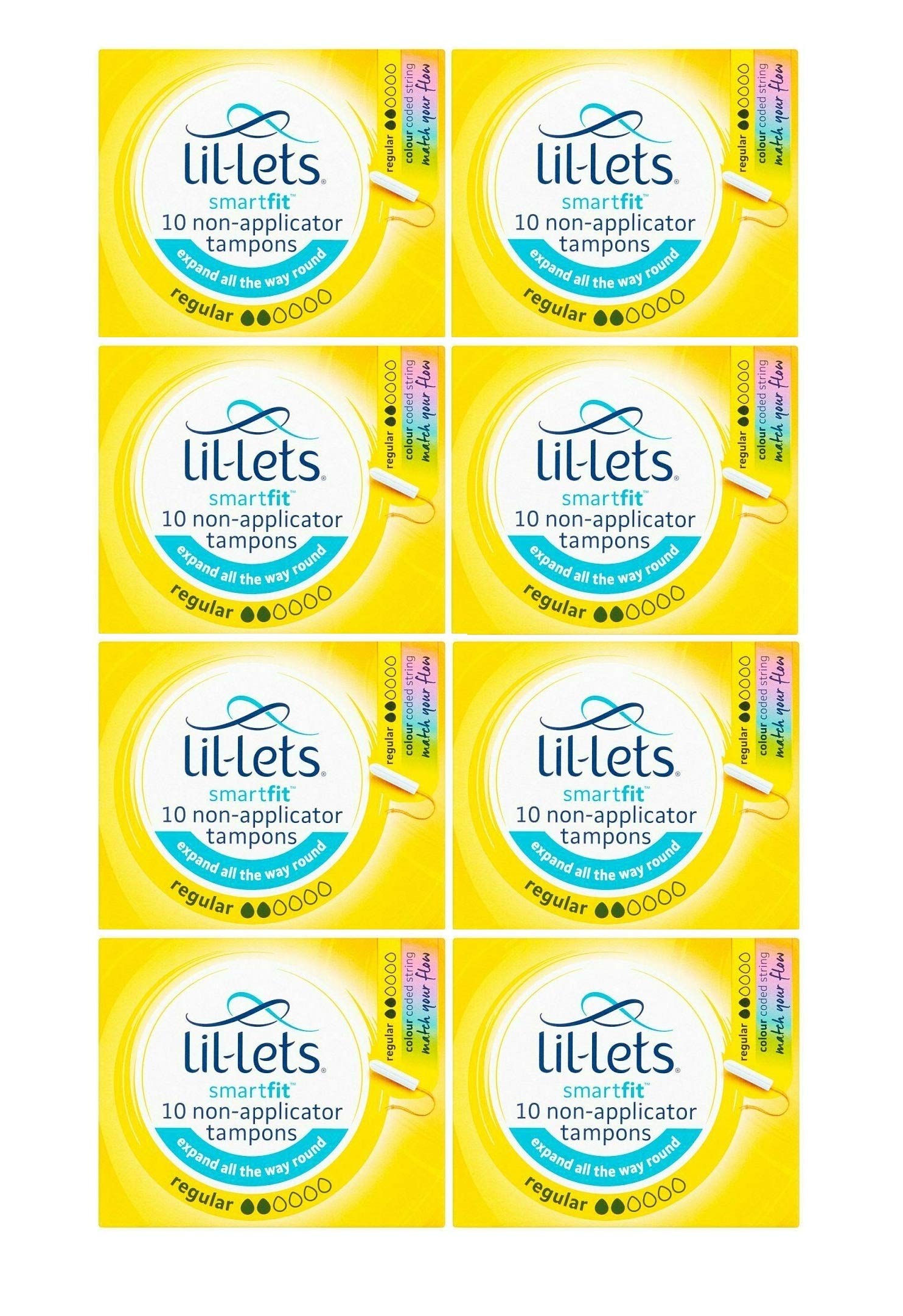 Lil-lets Non-Applicator Regular Absorbancy Tampons, 8 Pack of 10 Tampons