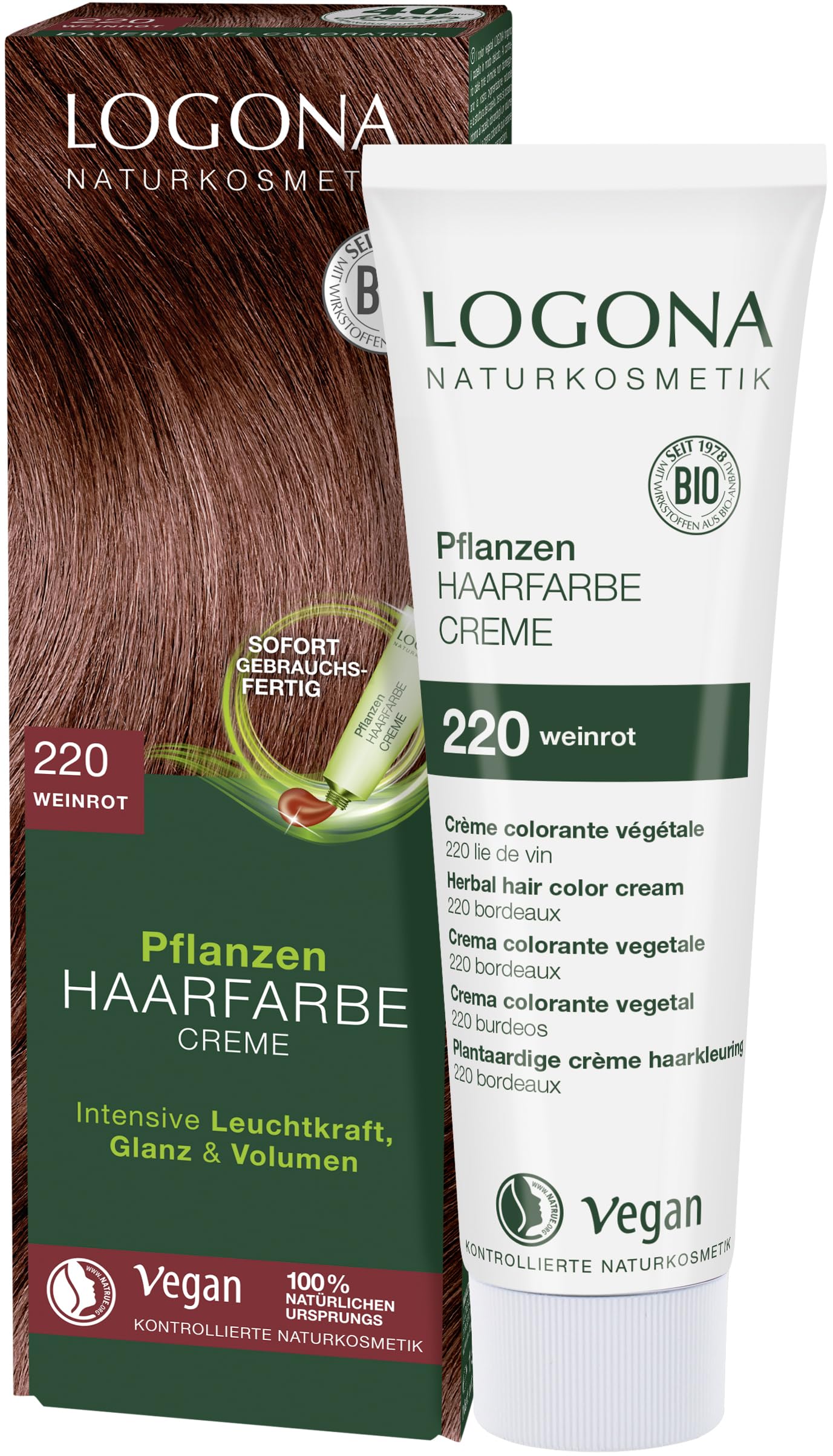 Logona Herbal Hair Color Cream, 220 Wine red