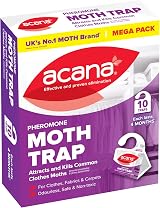 Acana Clothes Moth Traps 10 Pack – Natural Pheromone, Non-Toxic