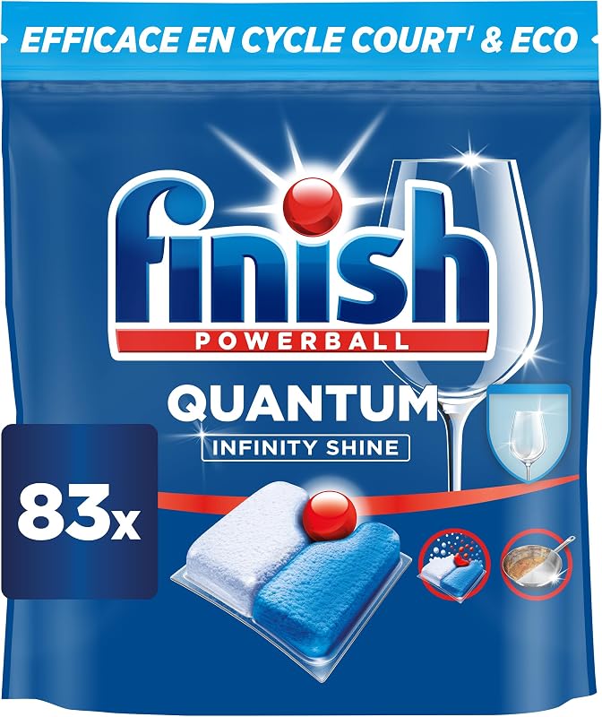 Quantum Infinity Shine Pastilles Lave-Vaisselle, Elimine Les Taches Tenaces, 83 Capsules