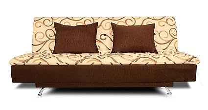 Adorn India Berry 3 Seater Sofa Cum Bed Digitel Print (Brown & Beige)