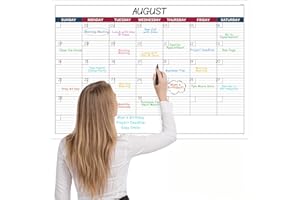 PINCHOCO Dry Erase Calendar for Wall - 1 Month Wall Calendar, 28" x 40", Wall Calendar Dry Erase, Erasable Laminated Calendar for wall with 10 Stickers - Red