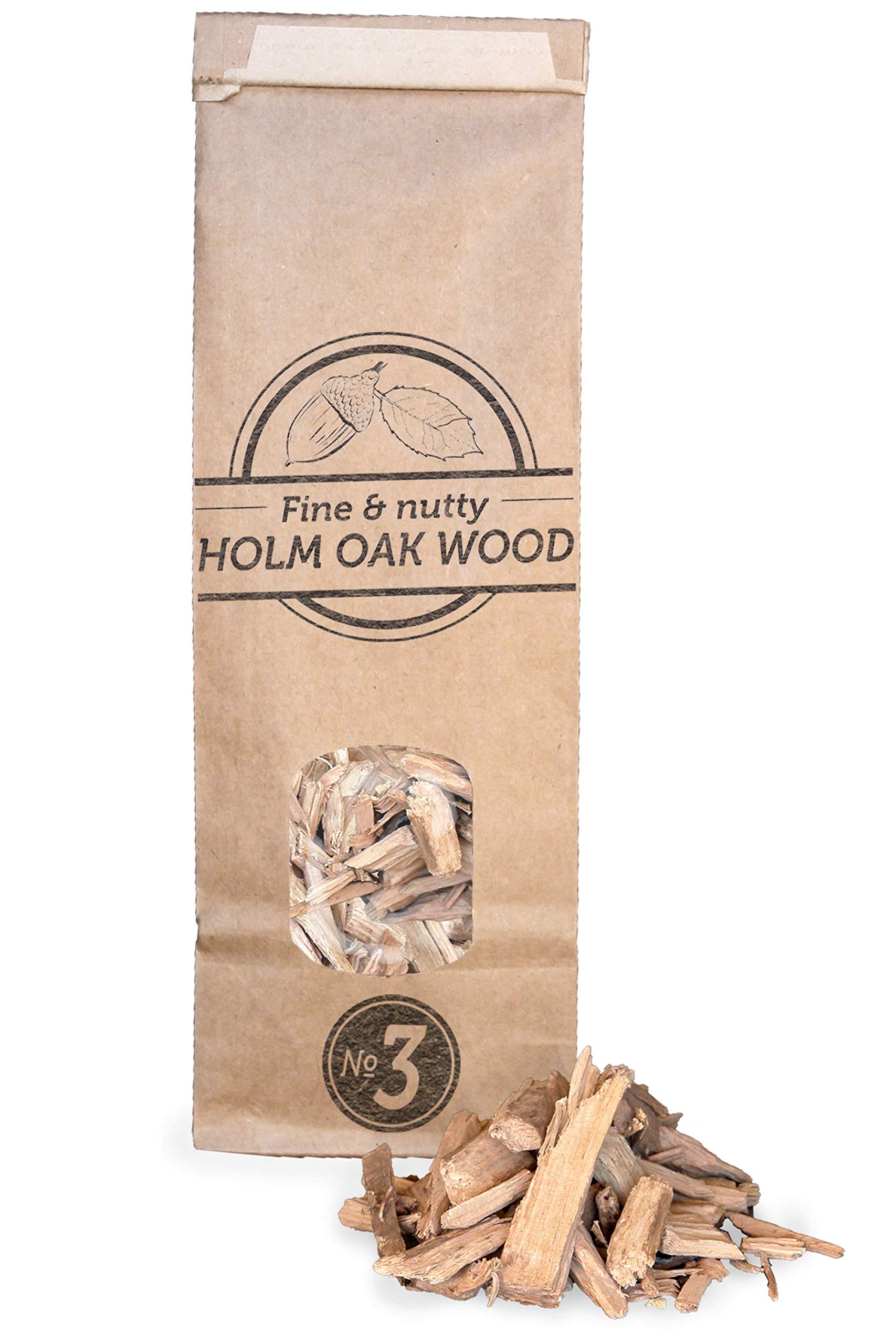 Smokey Olive Wood 500mL Oak Wood Chips for BBQ and Smoking, Size No. 3: 2-3 cm (H3-01-0.5L)