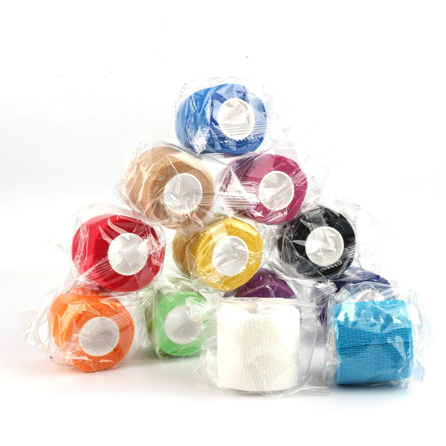 Self Adherent Cohesive Wrap Bandages 2 Inches X 5 Yards, 12 Count, First Aid Tape, Elastic Self Adhesive Tape, Athletic, Sports wrap Tape, Bandage Wrap for Sports, Wrist, Ankle (Rainbow Color) : Beauty