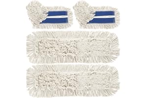 FWEEK 24" 4 Pack Industrial Strength Cotton Dry Dust Mop Head Floor Dust Mop Refill Hardwood Floor Duster Broom Dry Floor Cleaning for Hardwood Ceramic Marble Tile, Fits 24 Inch Frame