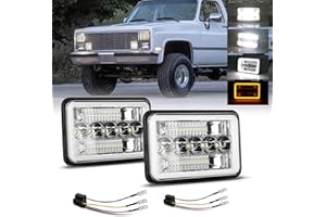 2Pcs 4x6 Headlights Led Rectangular Headlight with Adapter Cable,White Yellow DRL High/Low Sealed Beam Led Headlights Compati