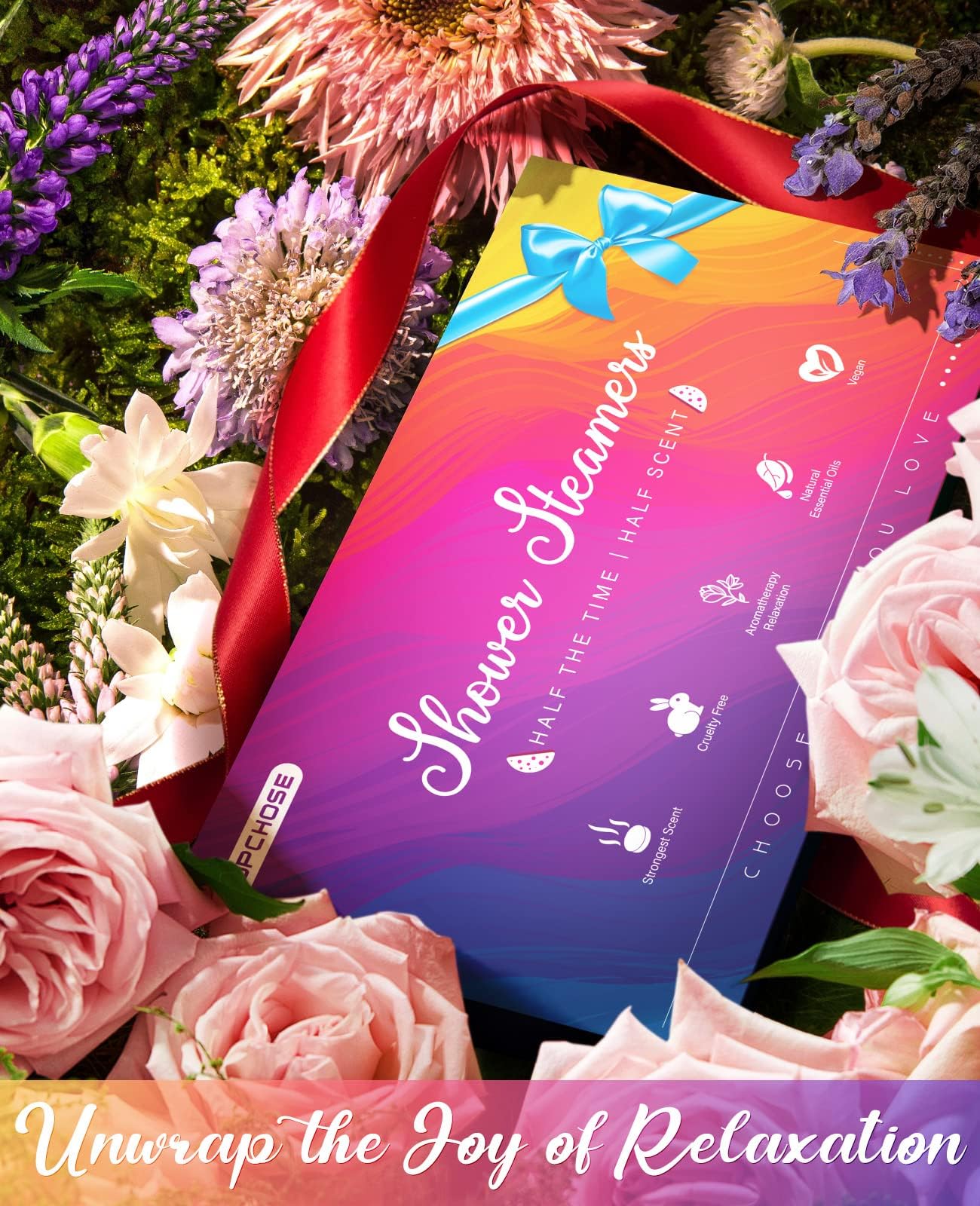 POPCHOSE Shower Steamers Aromatherapy, Stocking Stuffers for Women, Christmas Gifts for Teens and Women, Self Care & Home Spa Gifts for Mom, Men, Dad, and Teens, 8 Scented with Gift Packaging