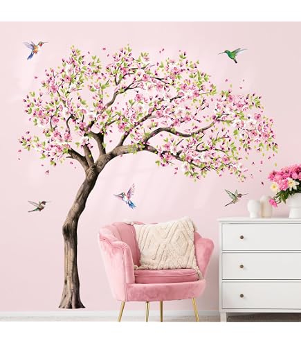 Corner Tree Wall Sticker With Blossoms Large Corner Tree Wall Decal ...