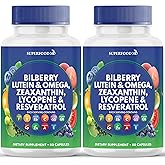 Superfood MD Eye Health Vitamins with Bilberry Lutein & Zeaxanthin Lycopene 40mg Resveratrol Grape Seed Extract Astaxanthin- AREDS 2 - Eye Vitamin - 120 Capsules