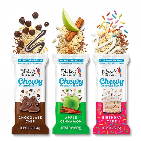 BLAKE’S SEED BASED CHEWY GRANOLA BARS — CHOCOLATE CHIP (5 COUNT), VEGAN, GLUTEN FREE, NUT FREE & DAIRY FREE, HEALTHY SNACKS FOR KIDS OR ADULTS, SCHOOL SAFE, LOW CALORIE SOY FREE SNACK