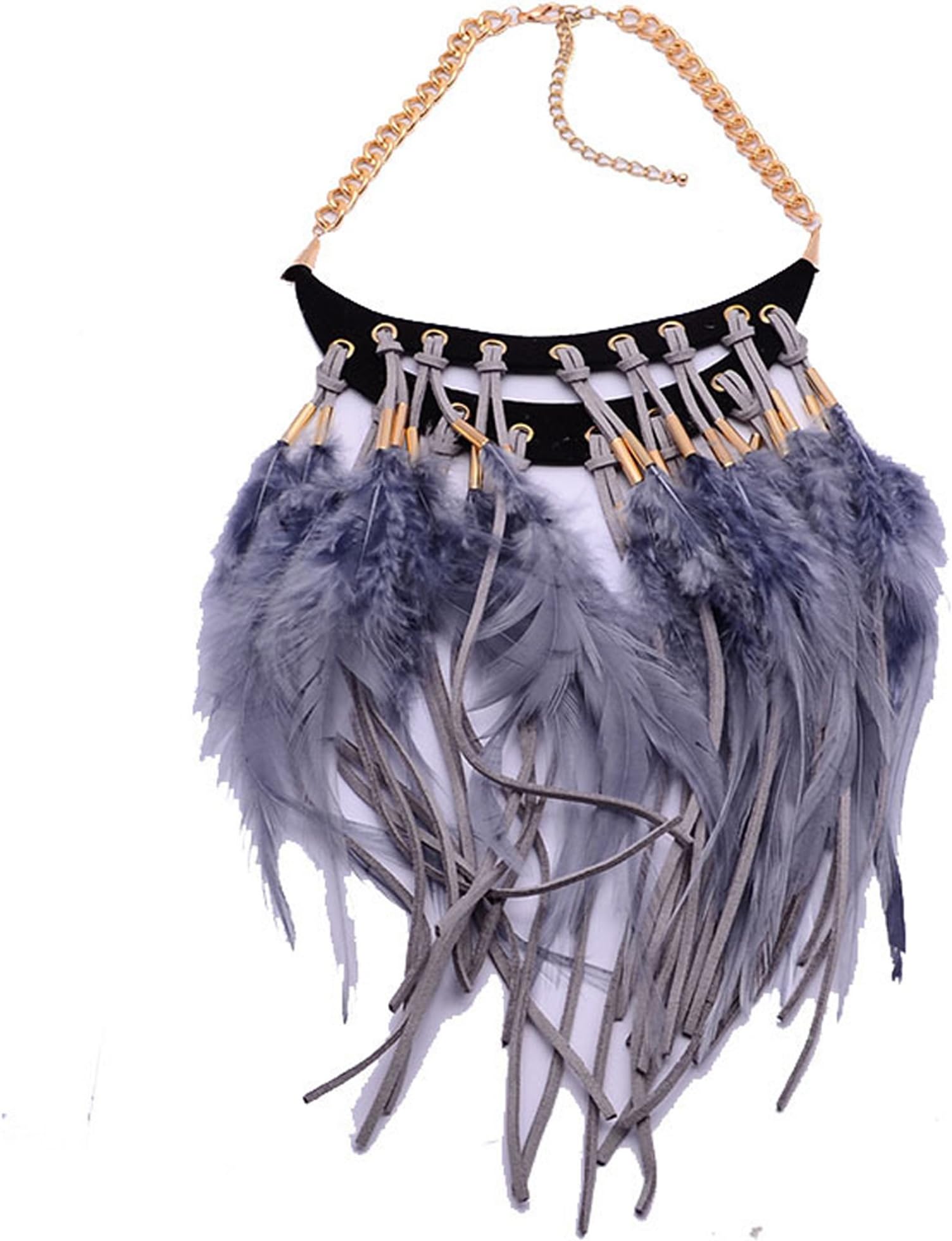 Handmade Leather Bohemian Necklaces Vintage Feather Necklace Ethnic Jewelry for Women