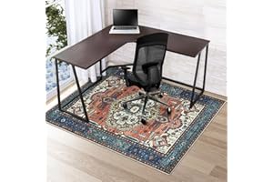 Azadx Chair Mat for Hardwood Floor 51" x 63" Desk Chair Mat for Hard Floors Slip Resistant Under Desk Rug Protector for Rolling Chair Computer Chair Mat Low Pile Carpet Floor Protector,Brick red/Teal