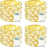 4 Pack 60 LED Fairy Lights Battery Operated with Timer, 20FT Waterproof Twinkle Lights Indoor Outdoor, Cuttable String Lights for Bedroom, Wedding, DIY, Centerpiece, Christmas Decorations (Warm White)