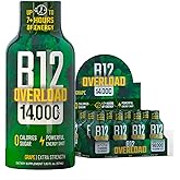 B12 Overload Extra Strength Energy Shot – Grape – 260mg Caffeine, 14000% B12, Electrolytes – Energy & Vitality Support – Zero Sugar No Calories – Vegan, Kosher, Gluten-Free – 1.93 fl oz, 12-Pack