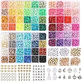 9000pcs, 72 Colors Clay Beads for Bracelet Making Kit, Bracelet Making Kit for Girls 8-12, Polymer Heishi Beads, Letter Beads for Jewelry Making, for, Crafts, Preppy